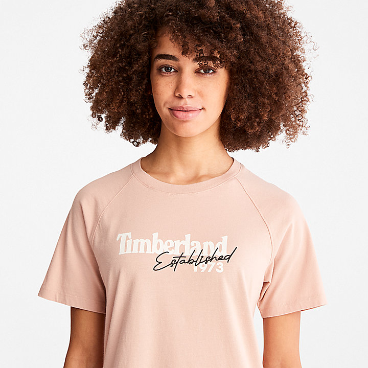 T-shirt met Raglanmouwen en Logo voor dames in lichtroze