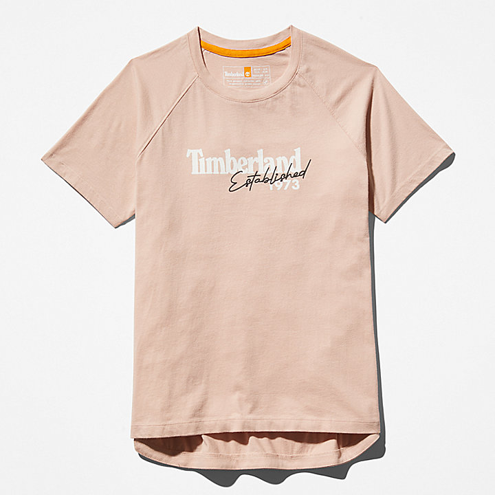 T-shirt à manches raglan et logo pour femme en rose clair