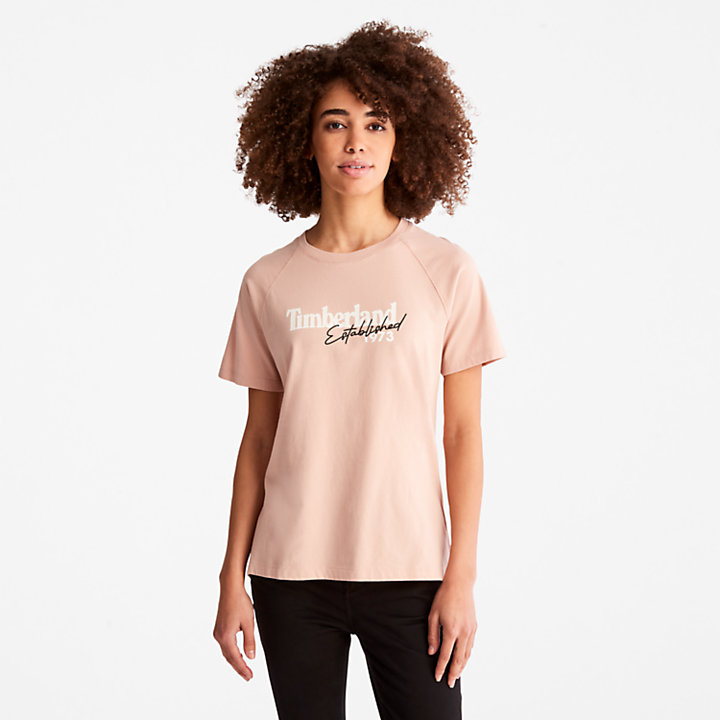 Camiseta con Logotipo de Manga Raglán para Mujer en rosa claro-