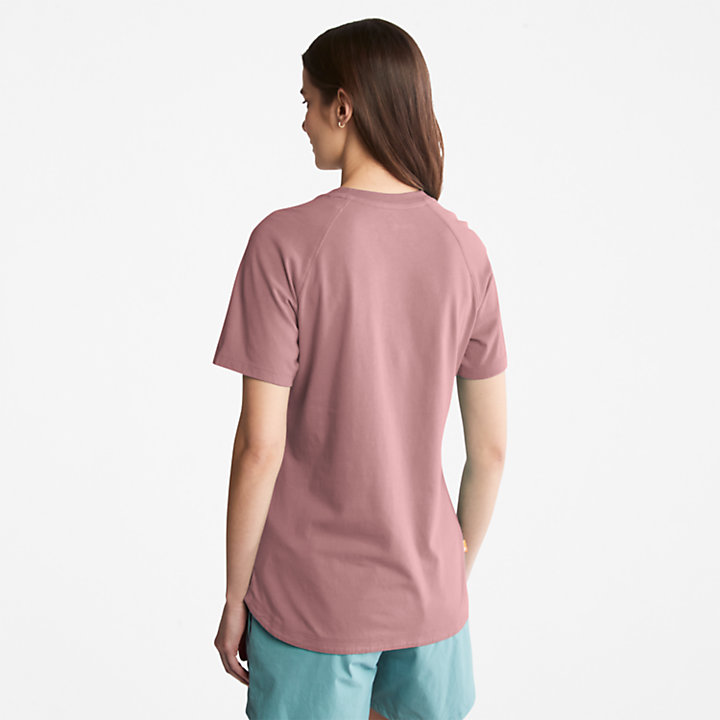 Raglan-sleeve Logo T-Shirt for Women in Pink-