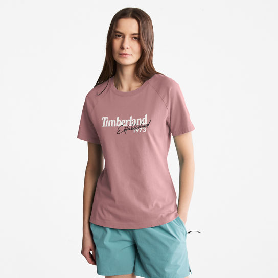 T-shirt da Donna con Logo e Maniche Raglan in rosa | Timberland