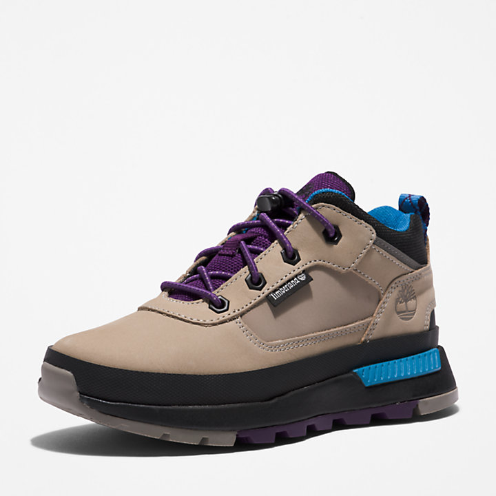 Field Trekker Leather Trainer for Youth in Grey-