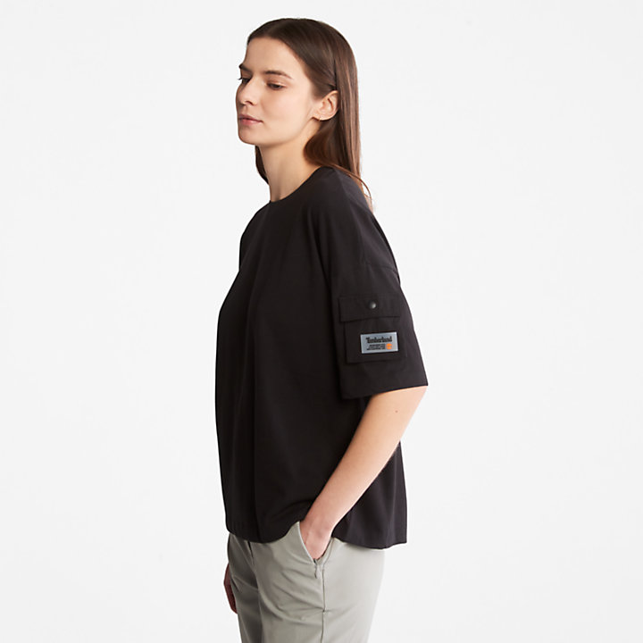Progressive Utility T-shirt met Zak voor dames in zwart-
