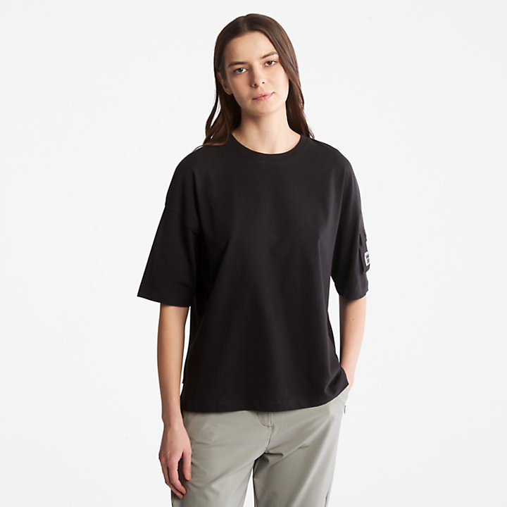 Progressive Utility T-Shirt mit Tasche für Damen in Schwarz-
