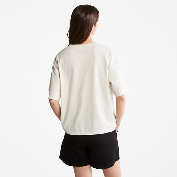 Progressive Utility T-Shirt mit Tasche für Damen in Weiß-