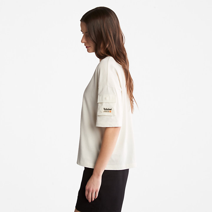 Progressive Utility T-Shirt mit Tasche für Damen in Weiß-
