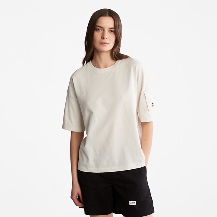 Progressive Utility T-shirt met Zak voor dames in wit-
