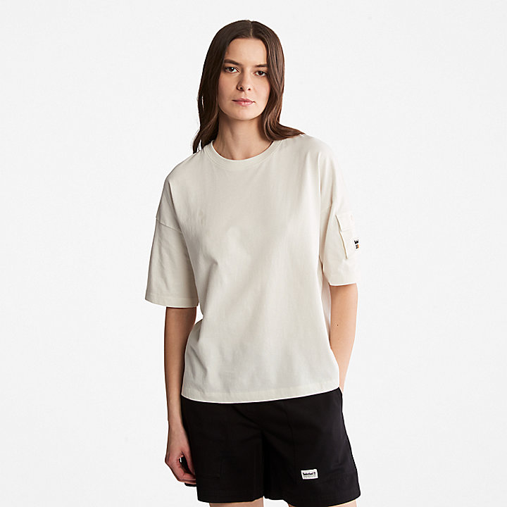 Progressive Utility T-Shirt mit Tasche für Damen in Weiß