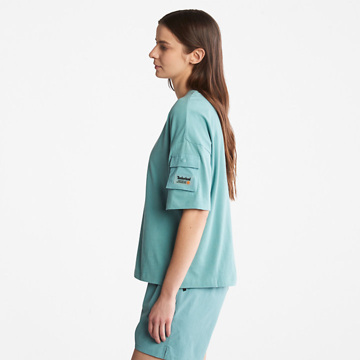 Camiseta con Bolsillo Progressive Utility para Mujer en azul verdoso-