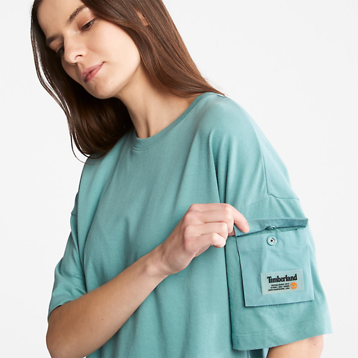 Progressive Utility Pocket T-Shirt for Women in Teal-