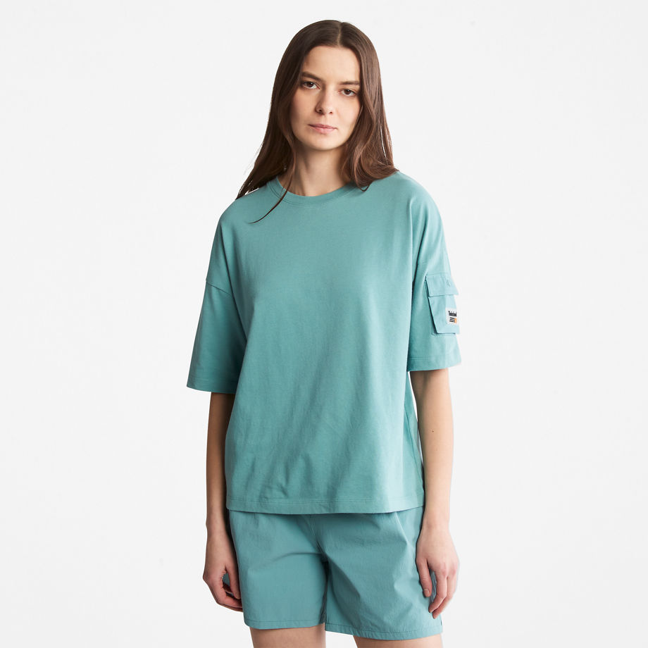 Timberland Progressive Utility Pocket T-shirt For Women In Teal Teal, Size S