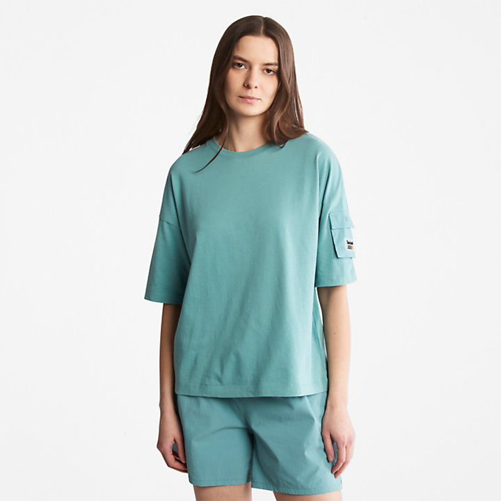 Progressive Utility T-shirt met Zak voor dames in groenblauw-