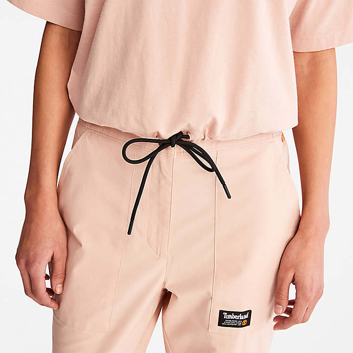 T-shirt court avec cordon de serrage à l'ourlet pour femme en rose
