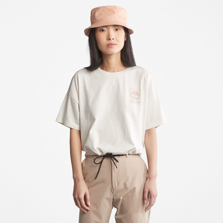 Timberland Cropped T-shirt With Drawstring Hem For Women In White White
