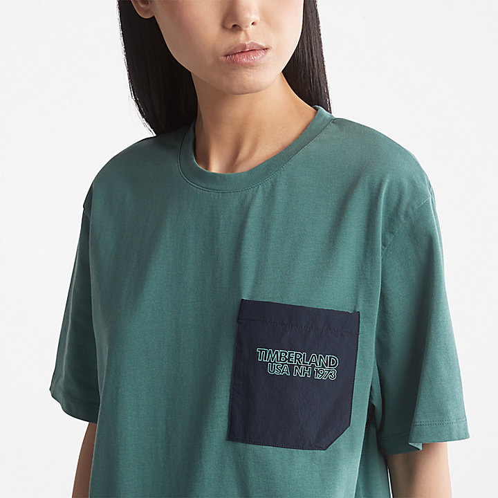 T-shirt com Bolso TimberCHILL™ para Mulher em azul-petróleo