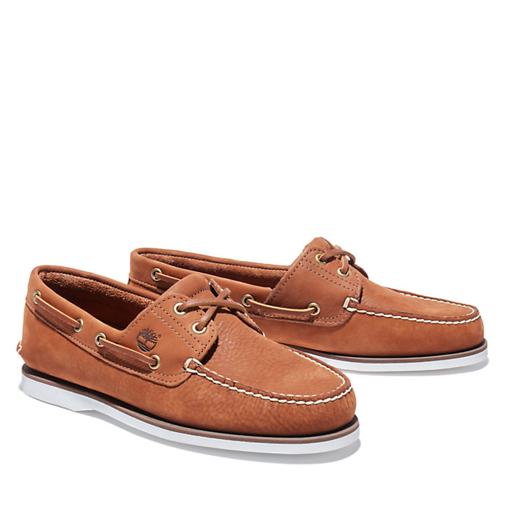 Classic Nubuck Boat Shoe for Men in Light Brown-