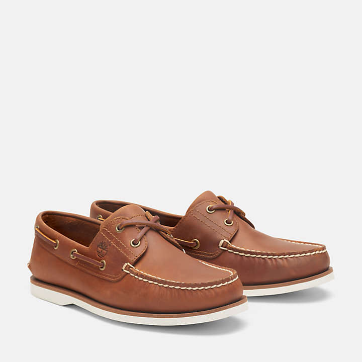Classic Leather Boat Shoe for Men in Light Brown-
