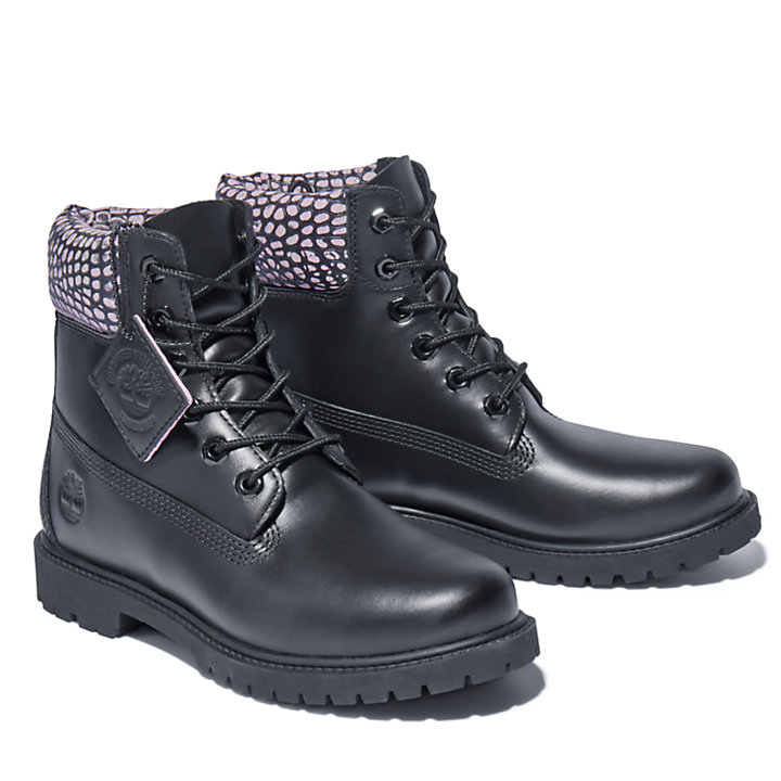 Heritage 6 Inch Boot for Women in Black/Pink-
