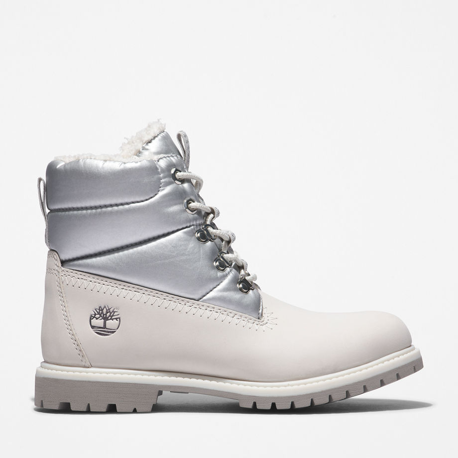 Timberland Premium 6 Inch Puffer Boot For Women In White White, Size 6.5