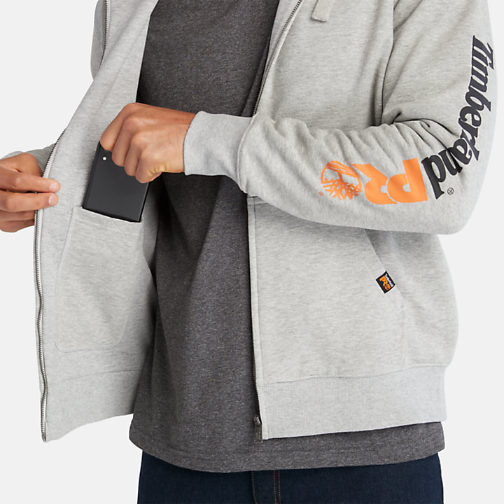 Hood Honcho Sweatshirt mit Reißverschluss für Herren in Hellgrau-