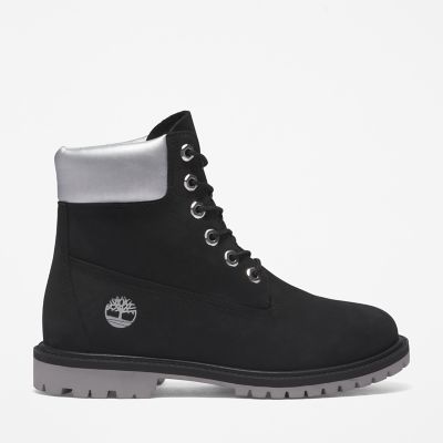 Timberland Heritage 6 Inch Boot For Women In Black/silver Black, Size 6