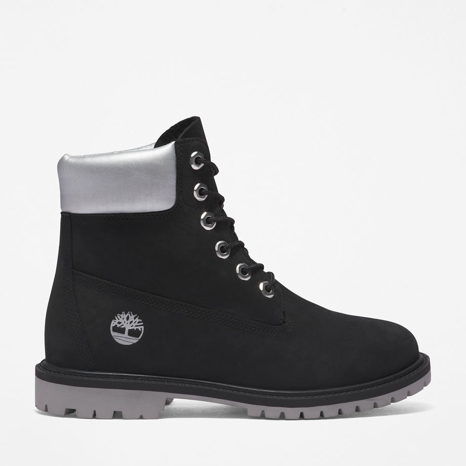 Timberland Heritage 6 Inch Boot For Women In Black/silver Black