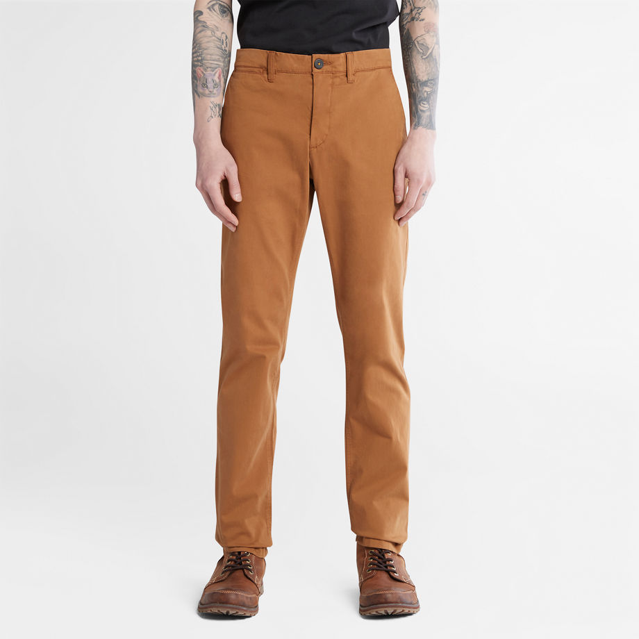 Timberland Anti-odour Ultra-stretch Chinos For Men In Brown Brown, Size 40 x 34