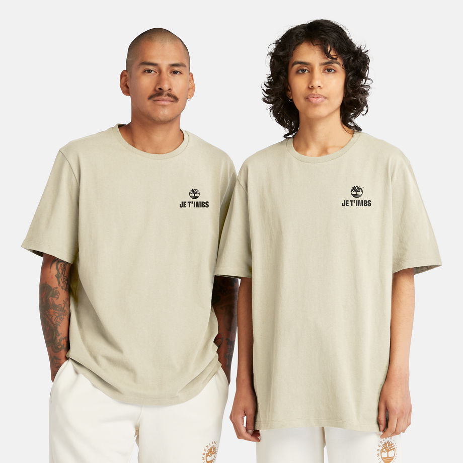 Timberland T-shirt A Maniche Corte All Gender Je T'imbs In Beige Beige Unisex