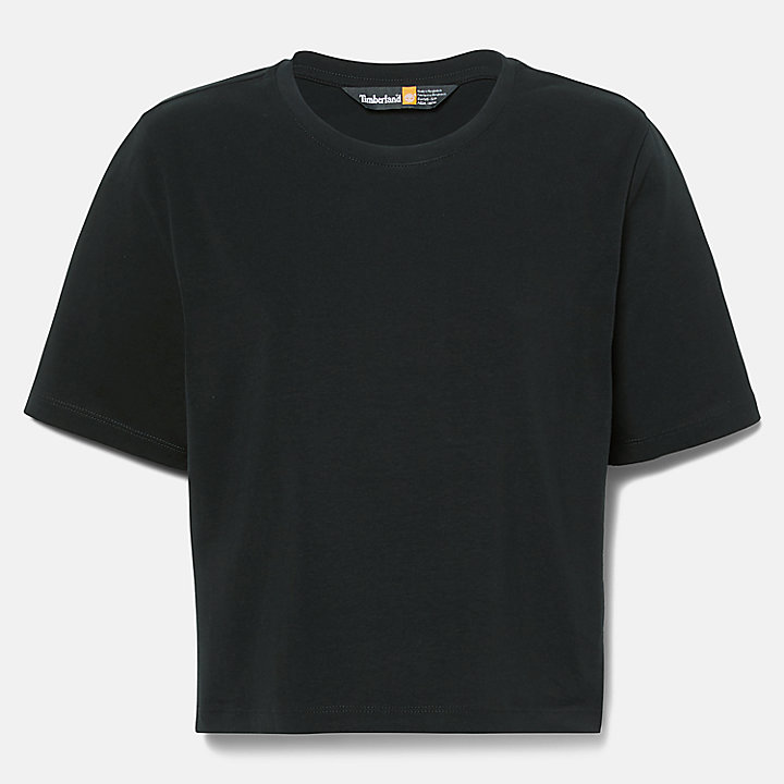 Camiseta corta para mujer en negro