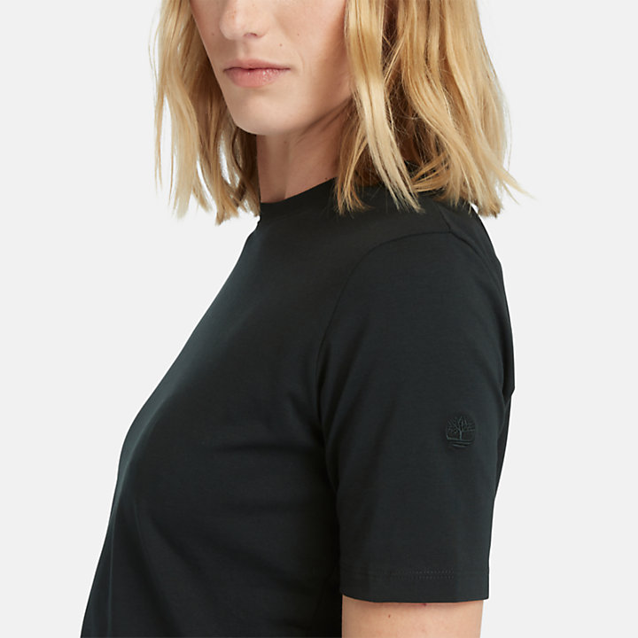 Camiseta corta para mujer en negro-