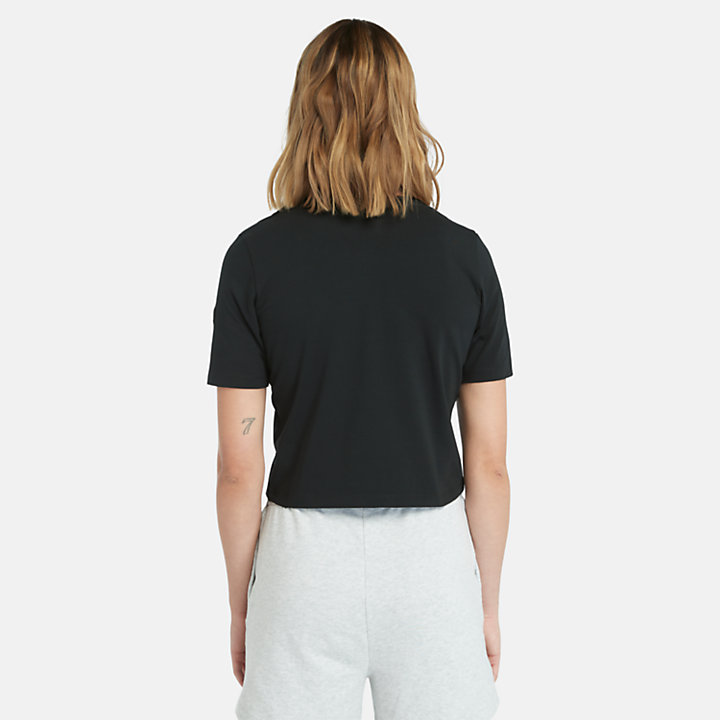 Cropped T-shirt voor dames in zwart-