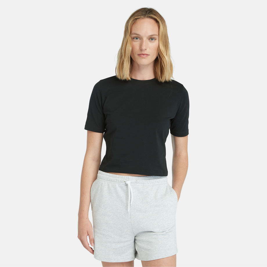 Timberland Cropped T-shirt For Women In Black Black, Size L