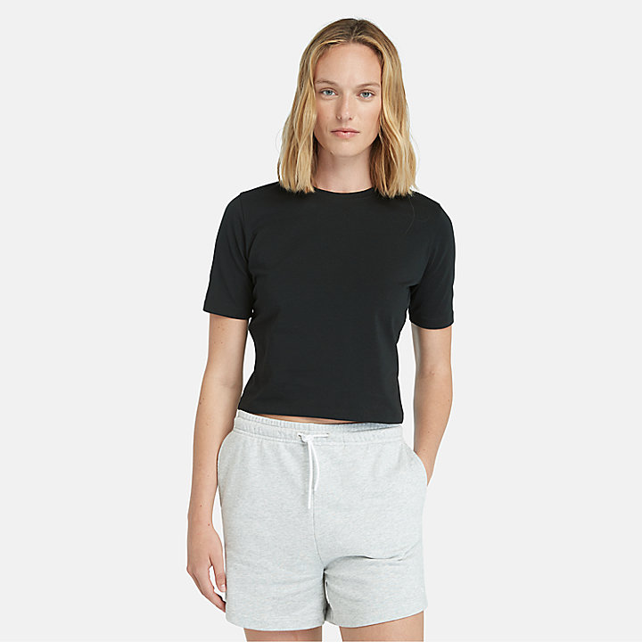 Kurzes T-Shirt für Damen in Schwarz