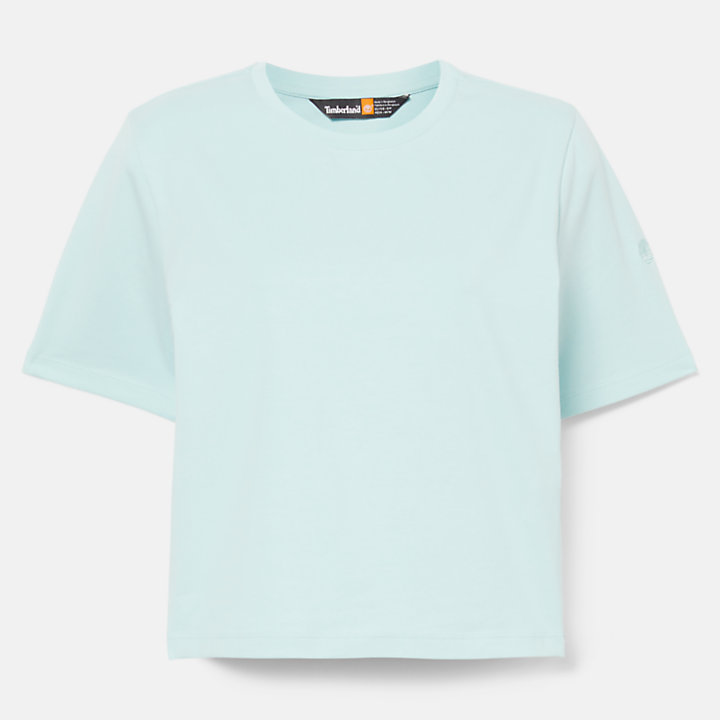 Cropped T-shirt voor dames in lichtblauw-
