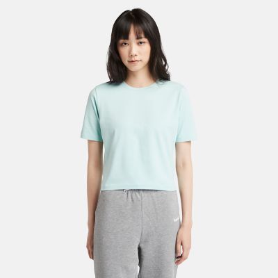 Timberland Cropped T-shirt For Women In Light Blue Blue