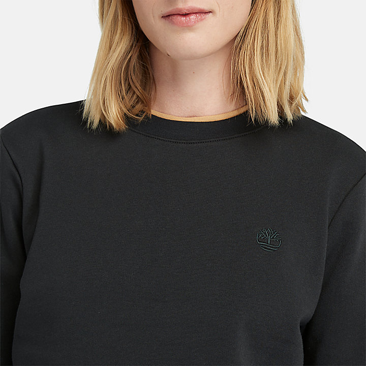 Brushed Back Crew Sweatshirt for Women in Black
