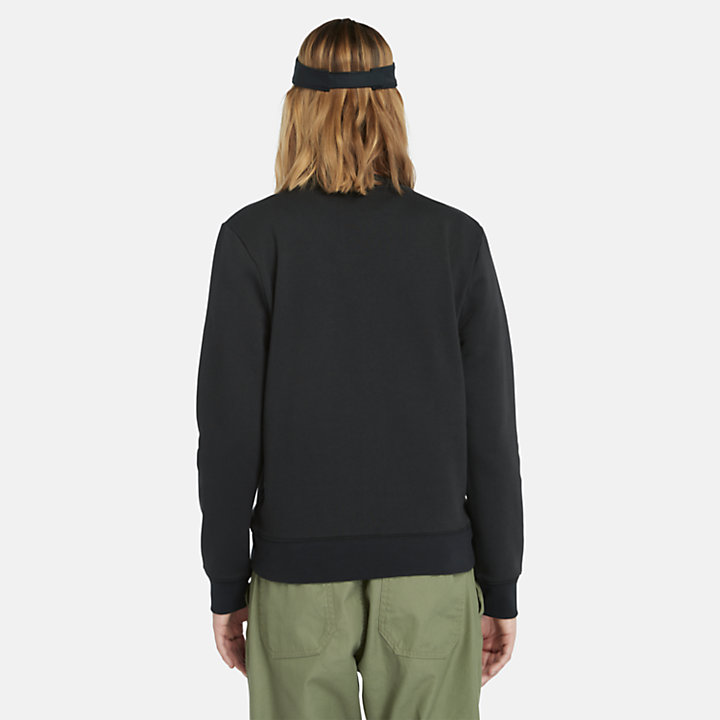 Sweatshirt mit Rundhalsausschnitt und gebürstetem Rücken für Damen in Schwarz-