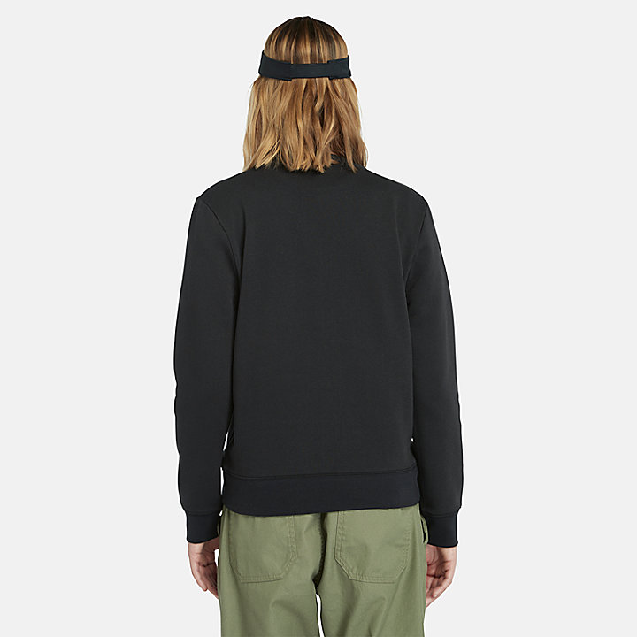 Sweatshirt mit Rundhalsausschnitt und gebürstetem Rücken für Damen in Schwarz