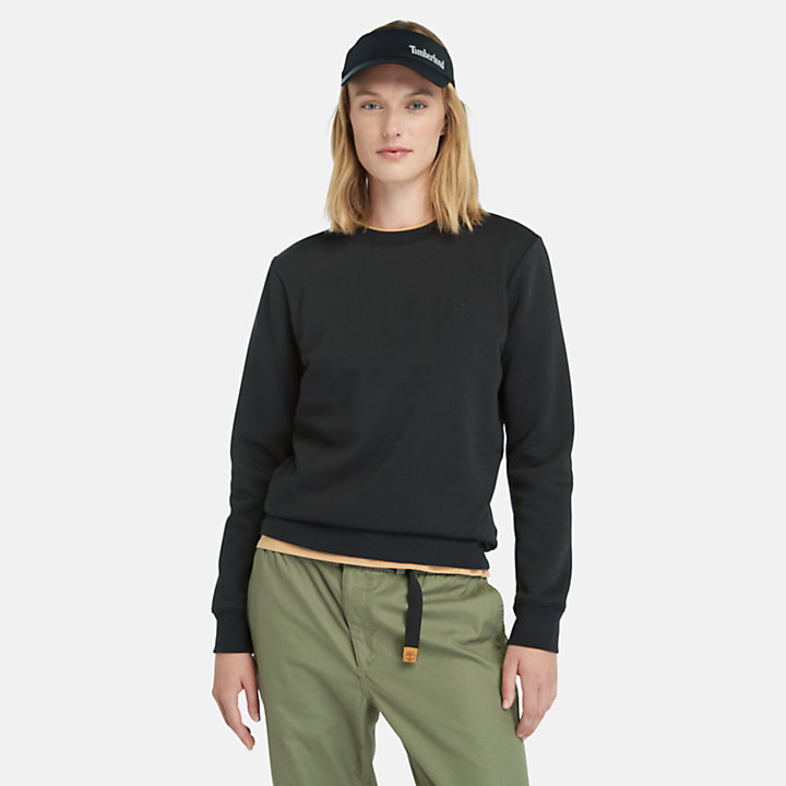 Brushed Back Crew Sweatshirt voor dames in zwart-