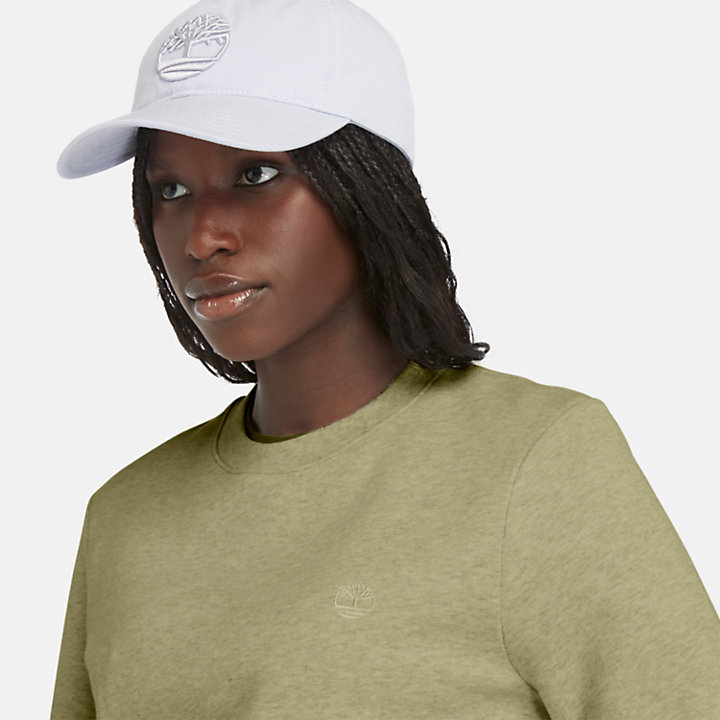 Brushed Back Crew Sweatshirt for Women in Green-