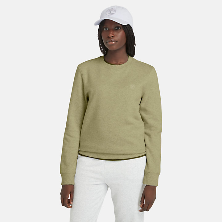 Brushed Back Crew Sweatshirt for Women in Green-