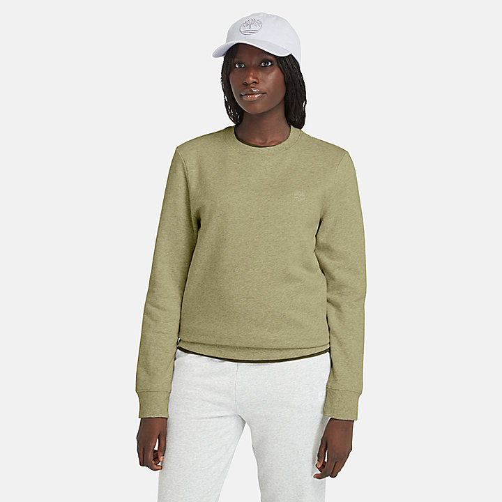 Brushed Back Crew Sweatshirt for Women in Green
