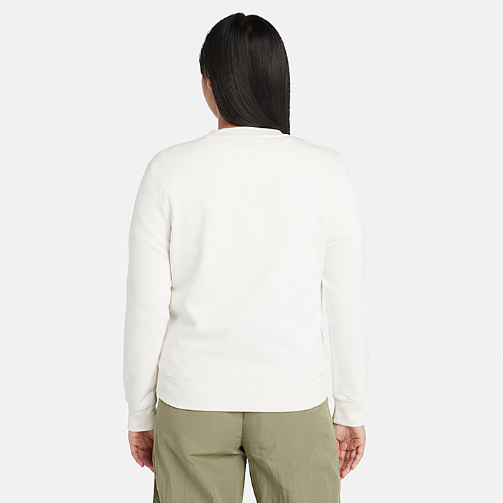 Sweatshirt mit Rundhalsausschnitt und gebürstetem Rücken für Damen in Weiß