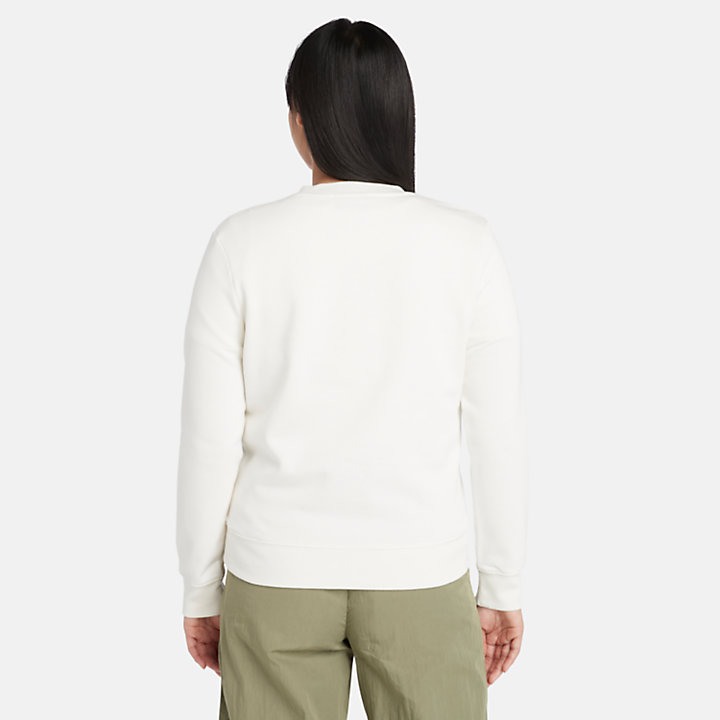 Sweatshirt mit Rundhalsausschnitt und gebürstetem Rücken für Damen in Weiß-