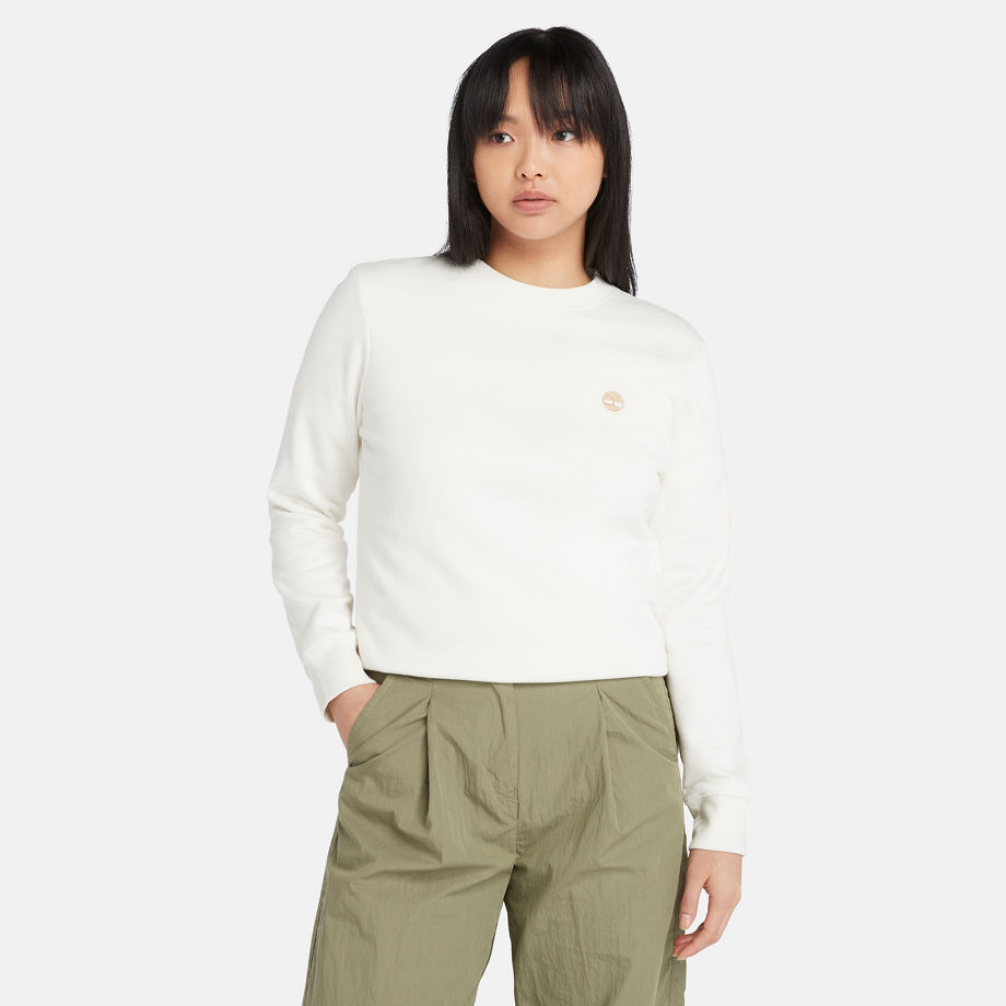 Timberland Sweatshirt Mit Rundhalsausschnitt Und Gebürstetem Rücken Für Damen In Weiß Weiß