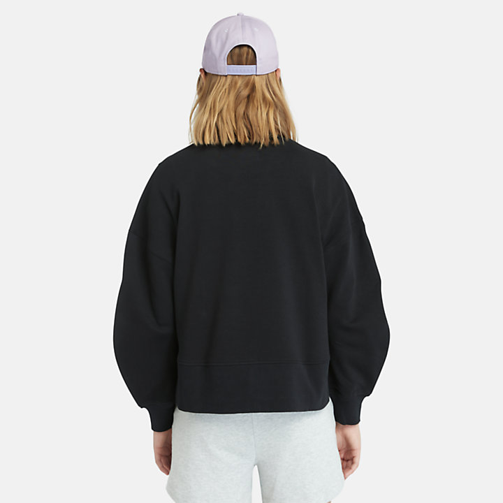 Sweatshirt met ronde hals voor dames in zwart-