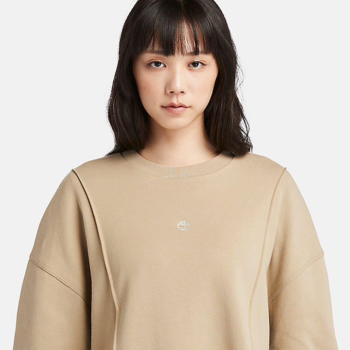 Sweatshirt met ronde hals voor dames in beige