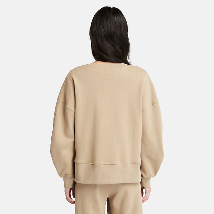 Sweatshirt met ronde hals voor dames in beige-