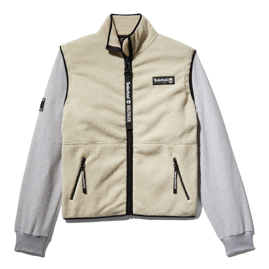 Tommy Hilfiger X Timberland Re-imagined Hybrid Fleece Jacket In Beige Beige Men, Size XL