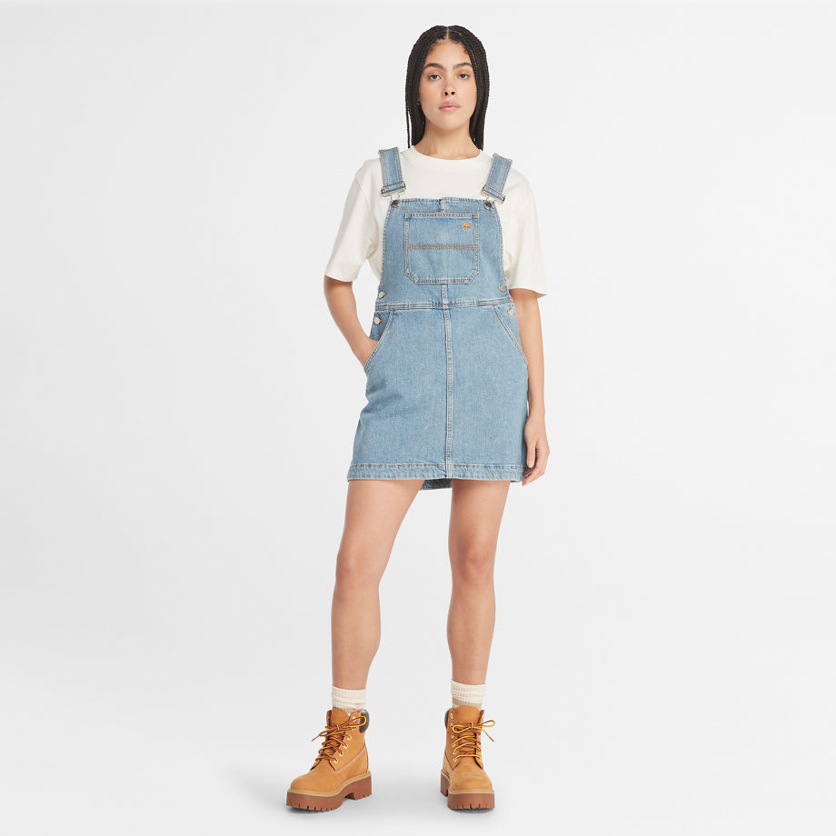 Timberland Refibra Denim Dungarees For Women In Blue Blue, Size XS
